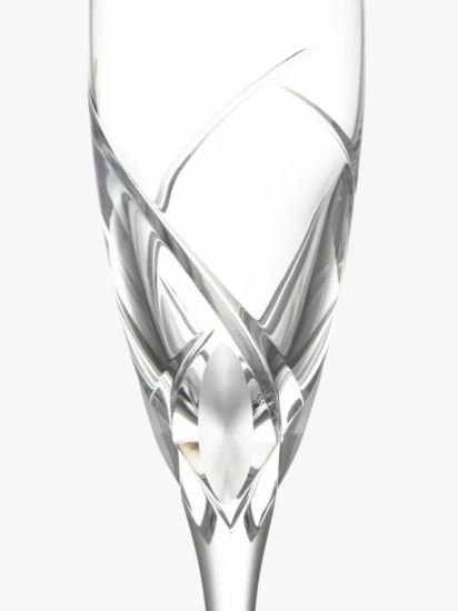 Cut Crystal Glass Champagne Flutes, 160ml, Set of 2, Clear
