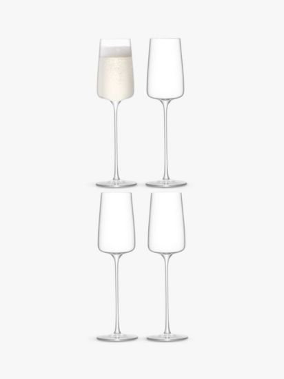 Glass Champagne Flute, Set of 4, 230ml, Clear