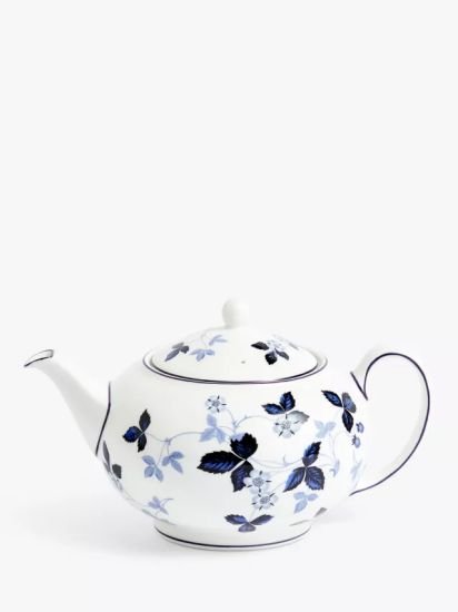 Wild Strawberry Bone China Teapot, 800ml, Inky Blue
