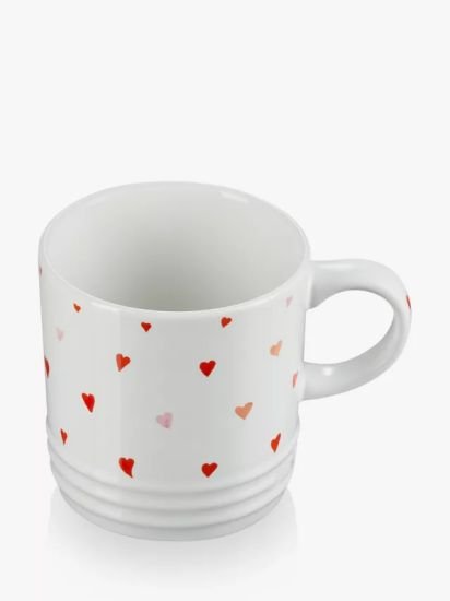 Stoneware Mini Hearts Mug, 350ml, White/Pink