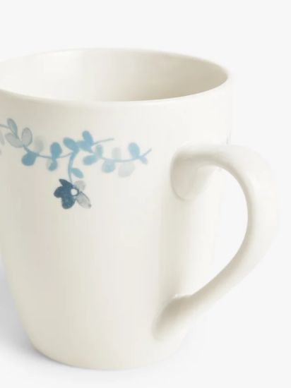 Floral Print Porcelain Mug, Set of 4, 350ml, Blue