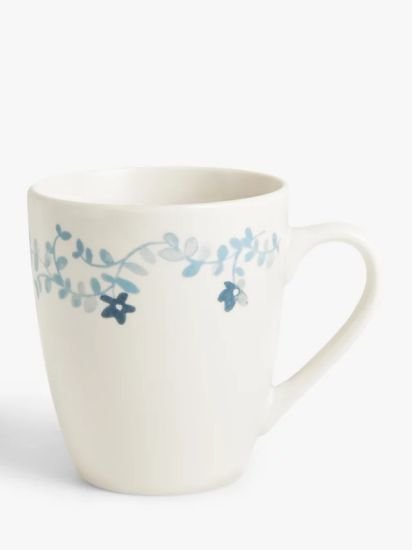 Floral Print Porcelain Mug, Set of 4, 350ml, Blue