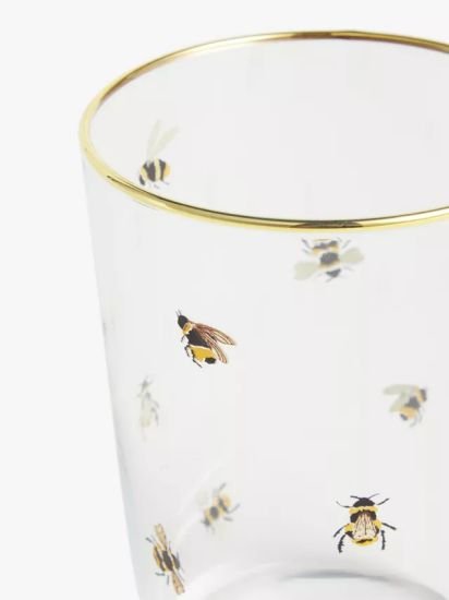 Bee Glass Tumbler, 510ml, Clear/Multi