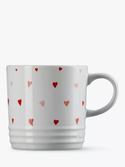 Stoneware Mini Hearts Mug, 350ml, White/Pink