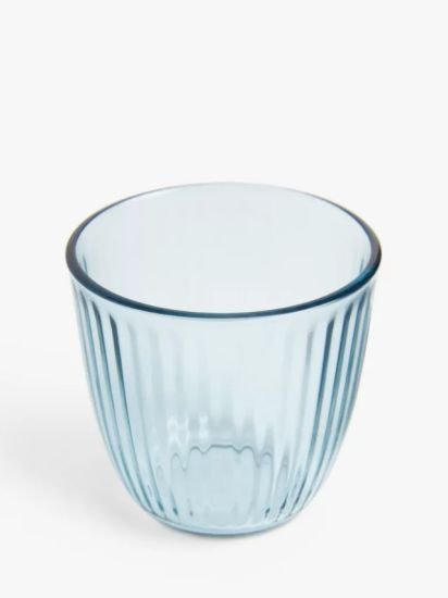 Ribbed Glass Tumbler, 310ml, Blue